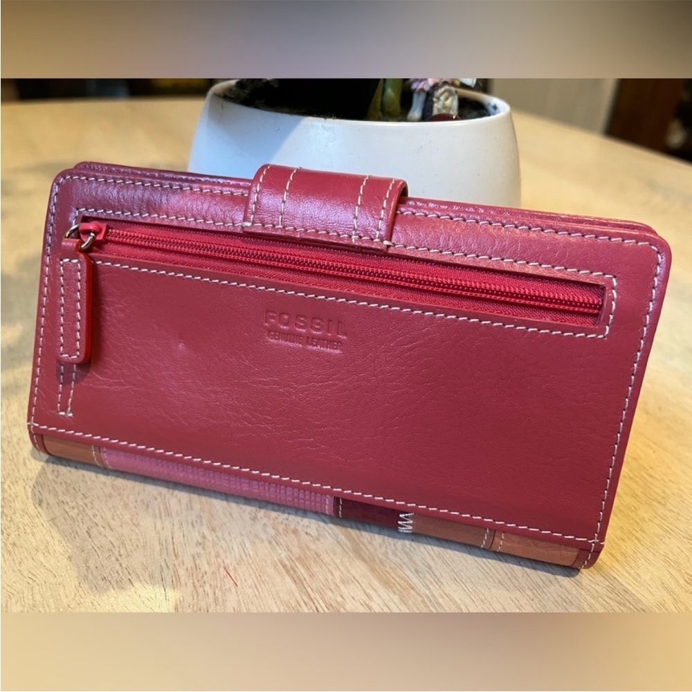 Fossil Leather Wallet, Pink Multi Patchwork Leath… - image 4